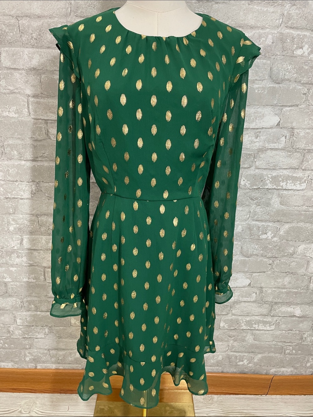 Hutch Makayla confetti chiffon mini dress in emerald green